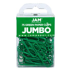 JAM Paper - Trombones géants colourés - grands trombones verts de 5 cm - paquet de 75-Couleur : Vert