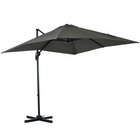Outsunny - Parasol de terrasse carré déporté avec rotation à 360° et inclinaison - 8 pi x 8 pi - gris-Parasol de terrasse déporté attrayant et élégant offrant une protection supplémentaire contre les intempéries grâce à son système d'inclinaison et de manivelle supérieur