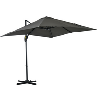 Outsunny - Parasol de terrasse carré déporté avec rotation à 360° et inclinaison - 8 pi x 8 pi - gris-Parasol de terrasse déporté attrayant et élégant offrant une protection supplémentaire contre les intempéries grâce à son système d'inclinaison et de manivelle supérieur