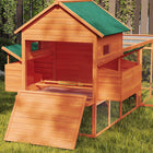 PawHut - Poulailler 137 po avec enclos et pondoir - orange-Un espace de repos ventilé assure la circulation de l'air et la lumière 