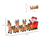 HOMCOM - Décoration d'extérieur de Noël de 4 - 5ft avec Père Noël sur traîneau et renne - Marron-Dégonfle rapide pour un rangement facile et utilisation dans l'année à venir 