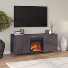 Hudson&Canal - Meuble TV Jasper avec cheminée à bois pour téléviseurs jusqu'à 65 pouces - Gris anthracite-Caractéristiques assemblage facile