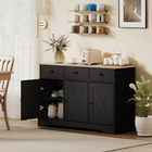 HOMCOM - Buffet style ferme 46,5 po avec portes de grange et tiroirs - noir-Le plateau large met en valeur vos décorations préférées