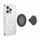 PopSockets - PopGrip pour MagSafe rond avec anneau adaptateur Triangle Knurled Black-Fonctionne comme un support pratique pour regarder des vidéos à tout moment.