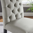 Modway - Duchess Performance Velvet Chaises de salle à manger Ensemble de 2 - Gris clair-Touffage classique des boutons