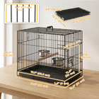 PawHut - Cage à oiseaux portable avec plateau coulissant 49 cm - noir-Comprend un perchoir en bois et deux bols en acier inoxydable pour une utilisation immédiate
