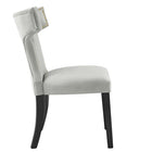 Modway - Curve Performance Velvet Chaises de salle à manger Ensemble de 2 - Gris clair-Capsules de pied non marquées