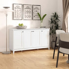 Prepac - Table console à portes 4 panneaux Yaletown 60 po avec rangement, buffet avec étagères - Blanc-Personnalisez l'espace de rangement avec des étagères réglables : Les étagères des armoires sont ajustables afin que vous puissiez les modifier à la hauteur désirée ou les enlever complètement pour créer un espace de rangement pour des objets plus grands