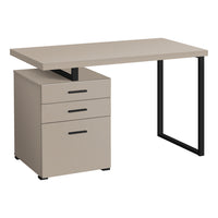 Monarch Specialties - 7644 Bureau 48 po L - Taupe Moderne/Metal Noir/Face L/R-Un bureau d'ordinateur moderne de 48 pouces de long dans un style moderne, avec une configuration réversible pour une installation à gauche ou à droite, parfait pour créer un espace de travail fonctionnel dans votre bureau à domicile.