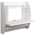 PrepacMC – Bureau flottant avec rangement, blanc-Construction en bois composite laminé, blanc