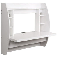 PrepacMC – Bureau flottant avec rangement, blanc-Construction en bois composite laminé, blanc