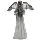 HOMCOM - Ange pleureur animé debout 5,3 pi avec activation sonore tactile - gris foncé-Comprend un ange pleurant autoportant pour une décoration d'Halloween spectaculaire 
