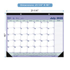 Blueline - 2025-2026 Calendrier sous-main mensuel académique 13 mois - 21-1/4 po x 16 po - Anglais-Un mois par feuille avec un bloc par jour 