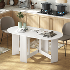 HOMCOM - Table à manger ovale pliante gain de place à abattant pour 4 à 6 personnes - blanc vieilli-Le grand plateau offre suffisamment d'espace pour accueillir jusqu'à six personnes 