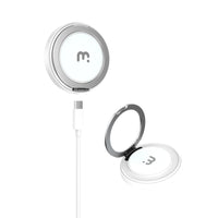 MyBat - Chargeur sans fil magnétique DockIt 360° + Support bague - Blanc-Charge sans fil rapide 15 W - Compatible avec tout appareil Qi pour une charge efficace et stable