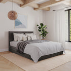 Nexera - Tête de lit queen effet de planches Queen, Gris écorce-Meubles conçus et produits au Canada à partir de panneaux de particules et de MDF certifiés CARB II/FSC.  Item expédié en 24-48 heures après réception de la commande.  Assemblage requis