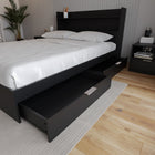 Nexera - Lit de rangement à deux tiroirs Queen Hunter, Noir-Optimisez votre expérience : Ouverture et fermeture des tiroirs simplifiées, même sur des sols moquettés. Encourage un environnement parfaitement organisé et dépourvu d'encombrement