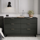 Manhattan Comfort - Granville commode double large moderne 55,04" - gris foncé-Comprend 6 tiroirs à extension totale avec tiroir supérieur conçu avec des lignes verticales texturées en relief fabriqué en bois massif