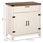 HOMCOM - Buffet 29,9 po L pour cuisine de style ferme - blanc-Convient pour le rangement des ustensiles, vaisselle, petits appareils électroménagers, bouteilles et bocaux, etc