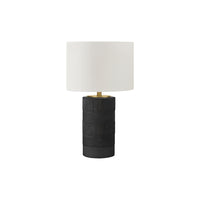 Monarch Specialties - Luminaire - 24 po H Lampe De Table - Résine Noire - Abat-Jour Ivoire / Crème - Contemporain-Invitez le style audacieux et à la mode dans votre salon, votre bureau ou votre chambre avec cette l lampe de table contemporaine de forme cylindrique et d'une hauteur de 24 pouces est dotée d'une base en résine noire texturée et d'un abat-jour en tissu ivoire, fini avec un finial rond doré sur le dessus