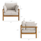 Modway - Eleni Terrasse extérieure Bois de teck Fauteuil - Voile-Quatre coussins en mousse pare-soleil