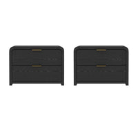 Manhattan Comfort - Table de nuit moderne Grace 28" à 2 tiroirs - Noir et Or - Lot de 2-Table de nuit moderne pour chambre et salon lot de 2