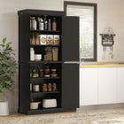 HOMCOM - Armoire de cuisine autoportante à 4 portes - noir-Utilisez le système anti-basculement à l'arrière pour fixer l'article au mur et assurer une sécurité supplémentaire 