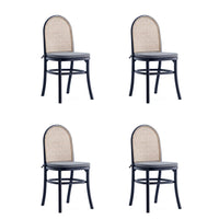Manhattan Comfort - Lot de 4 chaises de salle à manger Paragon 17,52 po style industriel chic, rembourrées, noir et gris-Chaise de salle à manger moderne style industriel chic en rotin parfaite pour la salle à manger lot de 4