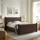Modway - Rael Performance Velvet Lit de plateforme complet, Marron chocolat-Système de soutien en lattes de bois