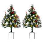 HOMCOM - 2 sapins de Noël artificiels de 60 cm avec éclairage LED-2pi de haut, luxuriant avec des pointes décorées de baies, des pommes de pin qui donnent un aspect sain et naturel 