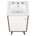 Modway - Transmit 18" Vanette de salle de bain - Blanc noyer-Matériel Chrome