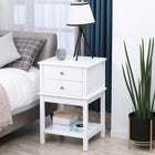 HOMCOM - Table de nuit moderne 15,75 po - blanc-Deux tiroirs avec poignée, étagère ouverte en haut et en bas offrant un grand espace de rangement 