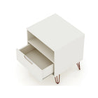 Manhattan Comfort - Rockefeller Table de Nuit 1 Tiroir Style Mid-Century Modern 51 cm - Blanc Cassé - Lot de 2-Parfait pour le rangement ou l’exposition d’objets