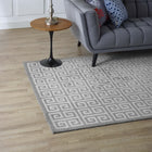 Modway - Freydis Clé grecque Tapis de 5 pi l x 8 pi L - Blanc et gris clair-Protéger les planchers de la circulation ou des meubles