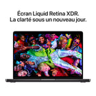 Apple - Portatif MacBook Pro 14 po - puce M5 - SSD 1 To - Mémoire unifiée 16 Go - Noir Infini - Français-ÉCRAN PRO BRILLANT – L’écran Liquid Retina XDR 14,2 po affiche une luminosité en continu jusqu’à 1 000 nits, avec des pics de luminosité à 1 600 nits et un contraste de 1 000 000:1