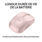 Logitech - M240 Silent Souris sans fil - Rose-Restez productif plus longtemps grâce à la forme profilée confortable qui suit la courbe naturelle de votre main