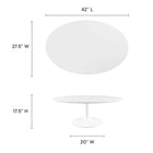 Modway - Lippa Ovale de 42 po Bois Table basse - Blanc-Plateau en MDF