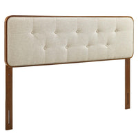 Modway - Collins Touffe Tissu et bois Tête de lit complète, Noyer beige-Tête de lit complète rembourrée