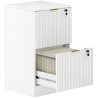 HOMCOM - Classeur vertical à 2 tiroirs rainurés pour documents lettre/A4 avec serrure - blanc-Le design compact s'adapte parfaitement aux petits espaces 
