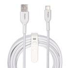 Staples - TECH Câble de chargement USB-C vers USB-A - 9,8 pi - blanc-Câble tressé durable et anti-enchevêtrement testé pour résister à jusqu’à 5 000 torsions