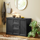 HOMCOM - Buffet moderne 47 po avec tiroirs et portes de rangement - grain de bois noir-Fabriqué en panneau de grade P2, cette unité stable supporte jusqu'à 231 lb