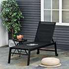 Outsunny - Chaise longue de patio avec dossier réglable 5 positions - noir-Portable, pliable et léger pour un transport et un rangement faciles