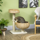 PawHut - Arbre à chat 28 po avec griffoir et lits doubles pour chats d’intérieur - beige-Le poteau à griffer en sisal satisfait leur envie de griffer, loin de vos meubles 