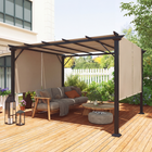 Outsunny - auvent de pergola rétractable 10 pi l x 12 pi L - brun clair-Auvent coulissant facile permettant de trouver la quantité parfaite de soleil ou d’ombre