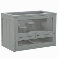 PawHut - Cage pour Hamster 24 Inch avec 2 Niveaux - Gris-La cage en bois de sapin met en valeur un savoir-faire exceptionnel