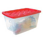 Star Plastics - Boîte de classement - 68 L - Rouge/Transparent-Matériau : Plastique polypropylène robuste sans BPA