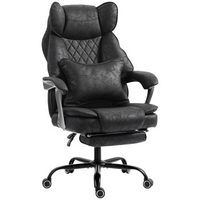 HOMCOM - Fauteuil de bureau exécutif avec repose-pieds et assise large - noir-Conçue pour les personnes grandes et corpulentes avec une assise large et un dossier haut