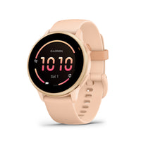 Garmin - vivoactive 6, Rose métallisé avec bracelet Rose métallisé-SUIVI ÉNERGÉTIQUE BODY BATTERY - Suivez votre niveau d'énergie tout au long de la journée pour savoir quand votre corps est rechargé et prêt à l'activité, ou épuisé et a besoin de se ressourcer grâce à un sommeil réparateur. Obtenez encore plus de détails et d'informations personnelles sur l'impact du sommeil, des siestes, des activités quotidiennes et d'un stress élevé sur votre énergie.