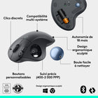 Logitech - Souris trackball sans fil Ergo M575S - Graphite-Connexion facile, autonomie longue durée: connectez votre souris ergonomique sans fil via Bluetooth ou le récepteur USB Logi Bolt inclus, profitez d'une autonomie allant jusqu'à 18 mois (piles AA incluses) 
