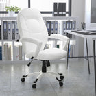 Flash Furniture - Fauteuil de direction mi-dossier, accoudoirs fixes, blanc-Dossier mi-hauteur